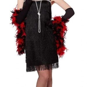 Spirit Halloween Black Roaring 20’s Flapper Dress with Gloves Size M